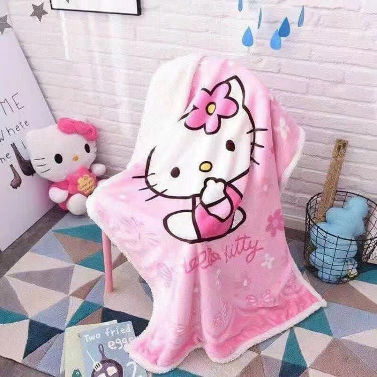 Chăn lông cừu cho bé mẫu kitty kích thước 1mx1m4