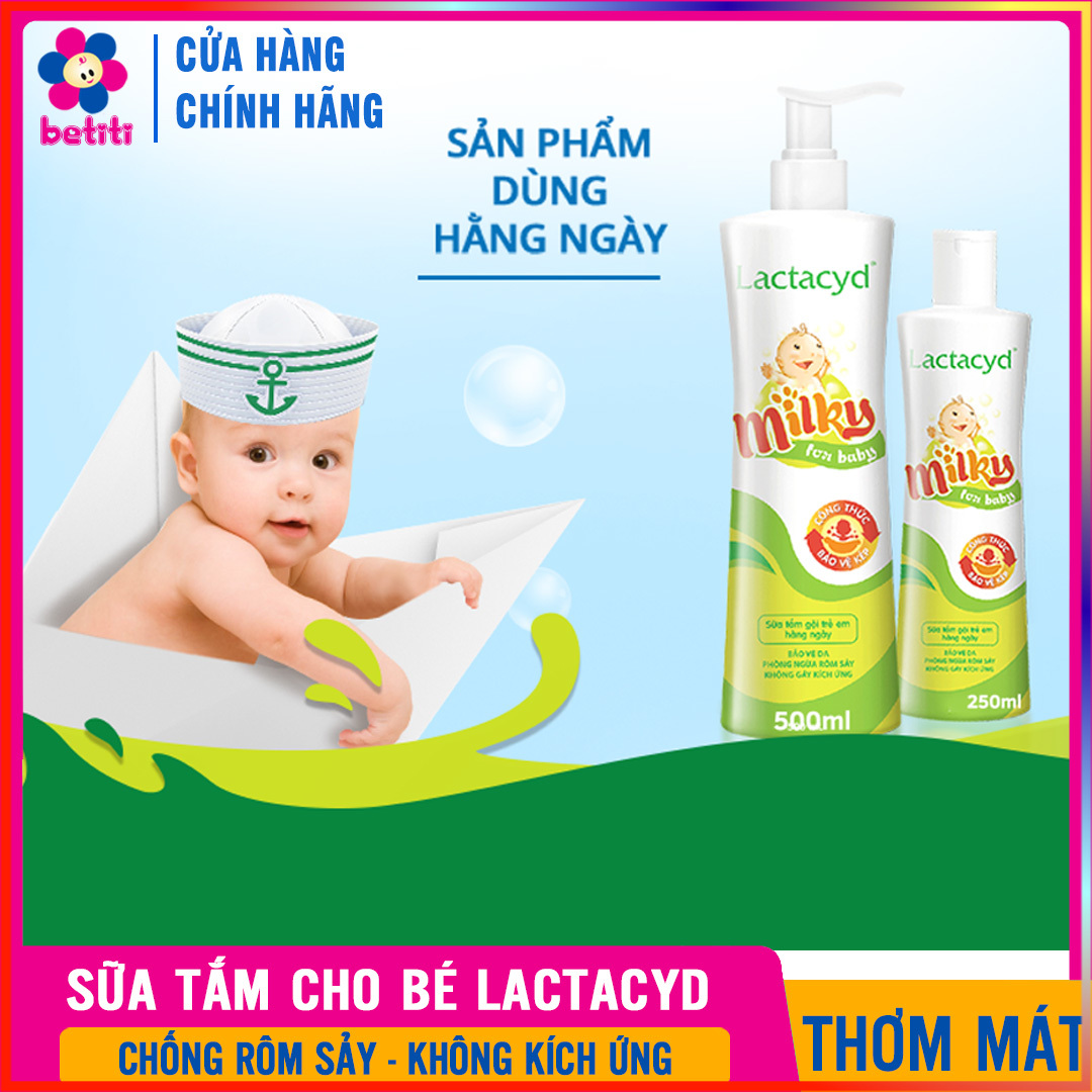 Sữa Tắm LACTACYD MILKY 250ml Sữa Tắm Cho Bé Ngừa Rôm Sảy Nhẹ Dịu Thơm Mát