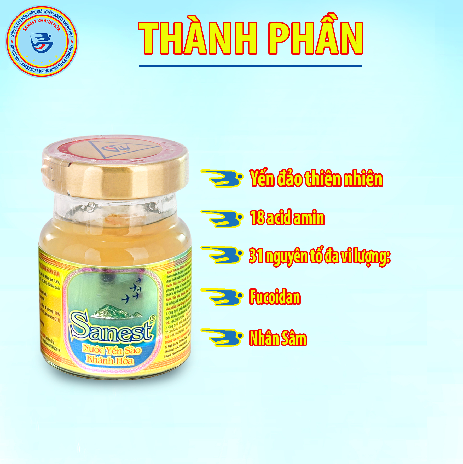 [COMBO 30 LỌ] Nước Yến sào Khánh Hòa Sanest Nhân Sâm 70ml