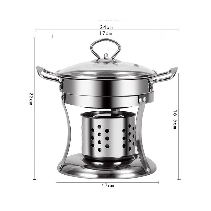 [HCM]Bộ Nồi Lẩu Bếp Cồn 1 Người Kiểu Mới