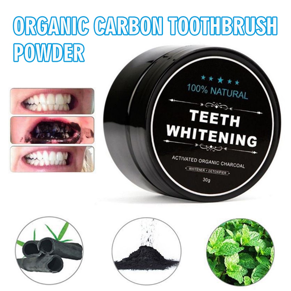[Gift] Activated Bamboo Charcoal Tooth Whitening Powder 30g - Helps Whiten Teeth and Eliminate Bad Breath