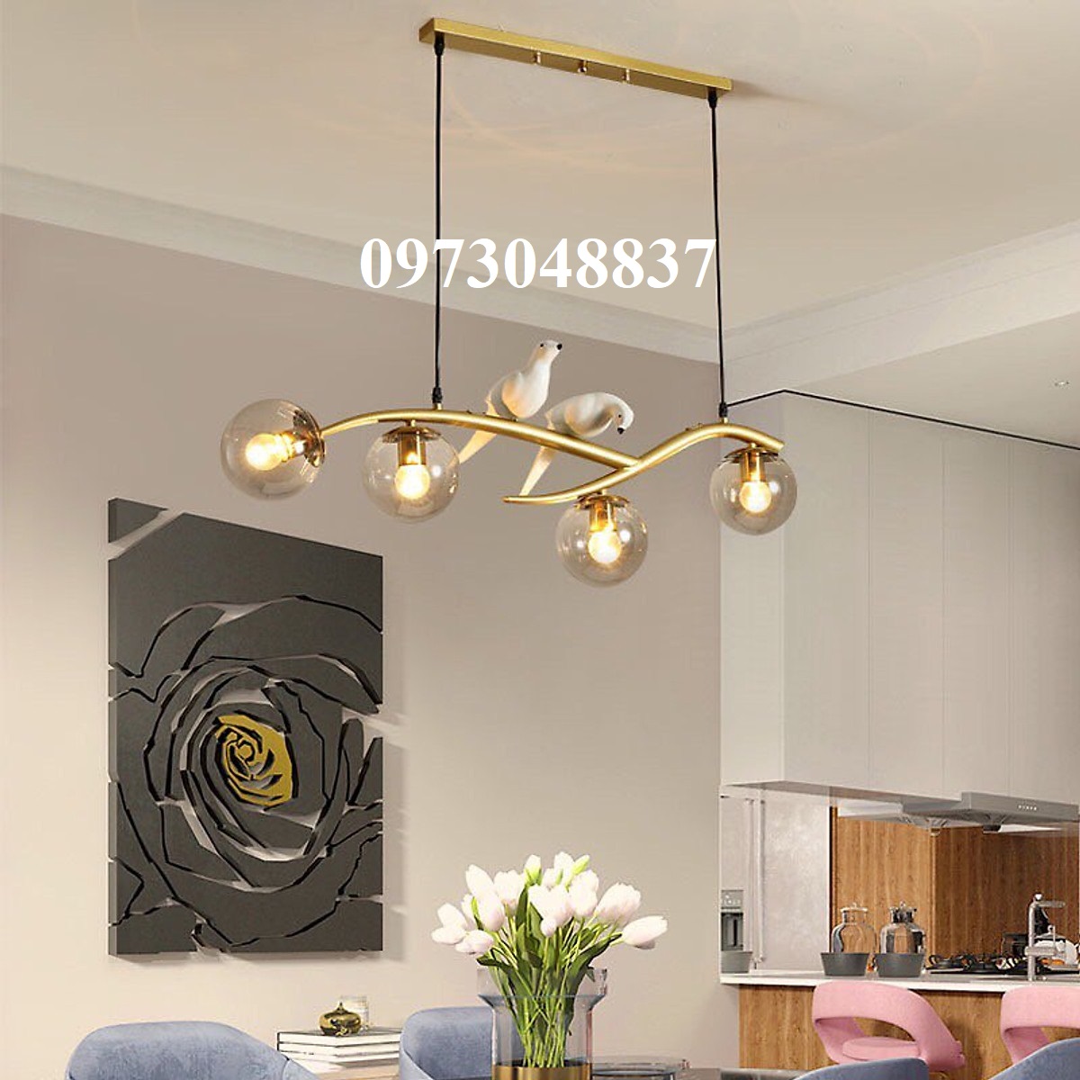 Đèn thả bàn ăn đôi chim bồ câu cao cấp - Đèn thả trần hiện đại