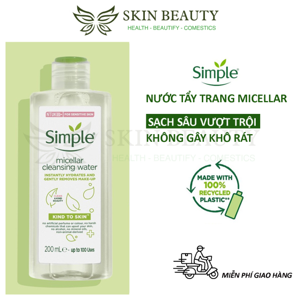 Nước Tẩy Trang Simple Dành Cho Da Nhạy Cảm Kind To Skin Micellar Cleansing Water 200ml