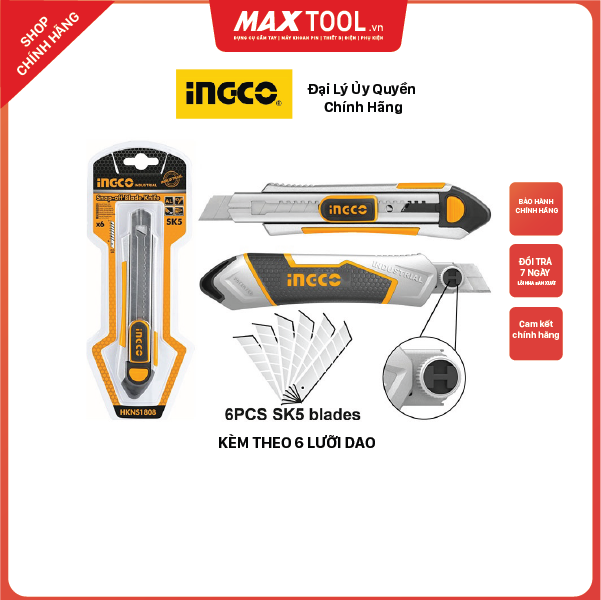 Dao rọc giấy cao cấp Ingco HKNS1808 (kèm 6 lưỡi SK5)