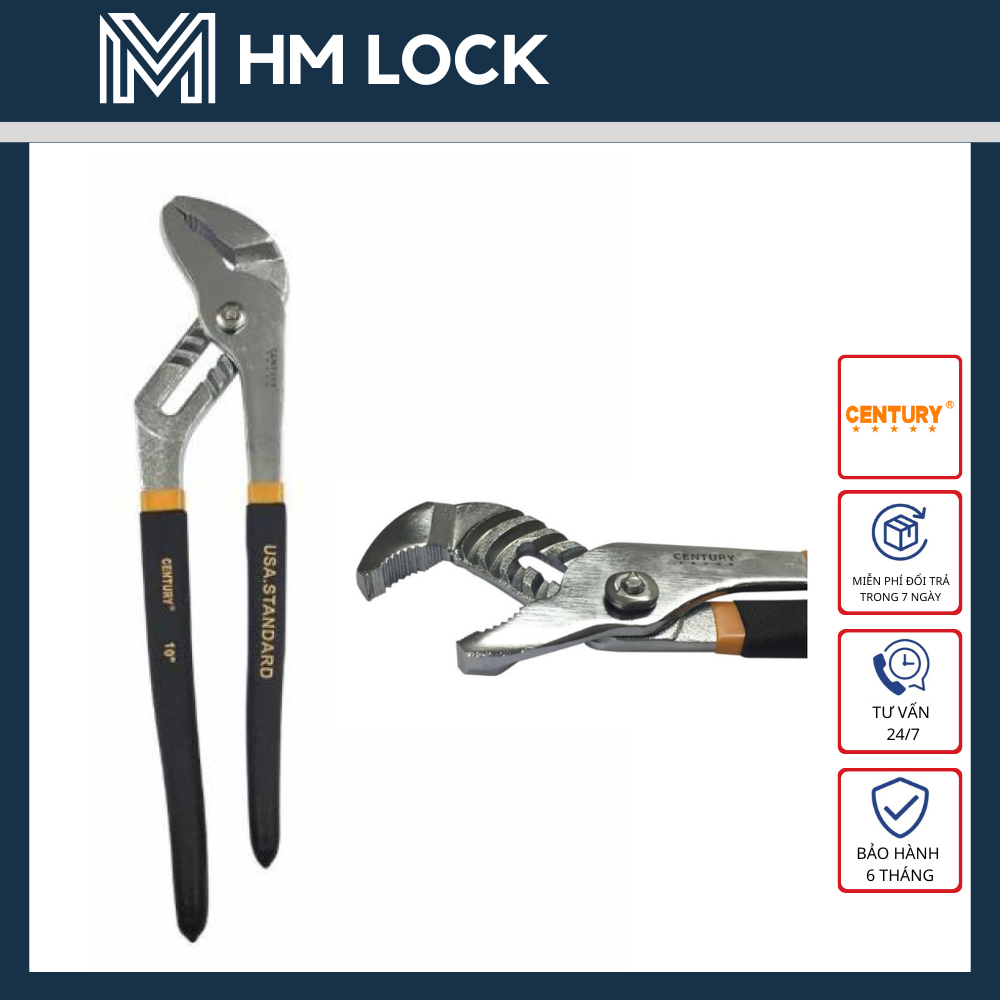 KÌM MỎ QUẠ 5 LỖ - SIZE 8”, 10”, 12” (200,250,300mm) CENTURY - THÉP KHÔNG GỈ CAO CẤP - HM LOCK