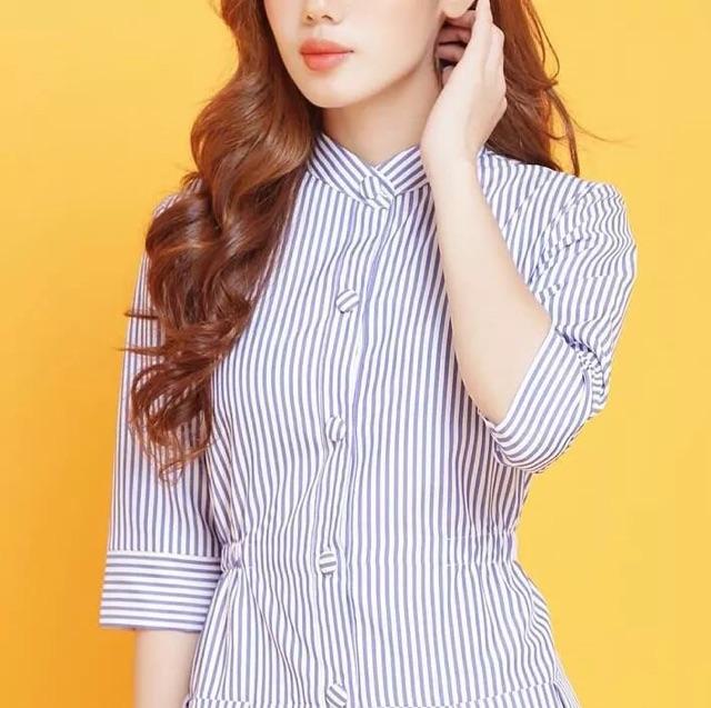 [HCM]Đầm sọc nút bọc