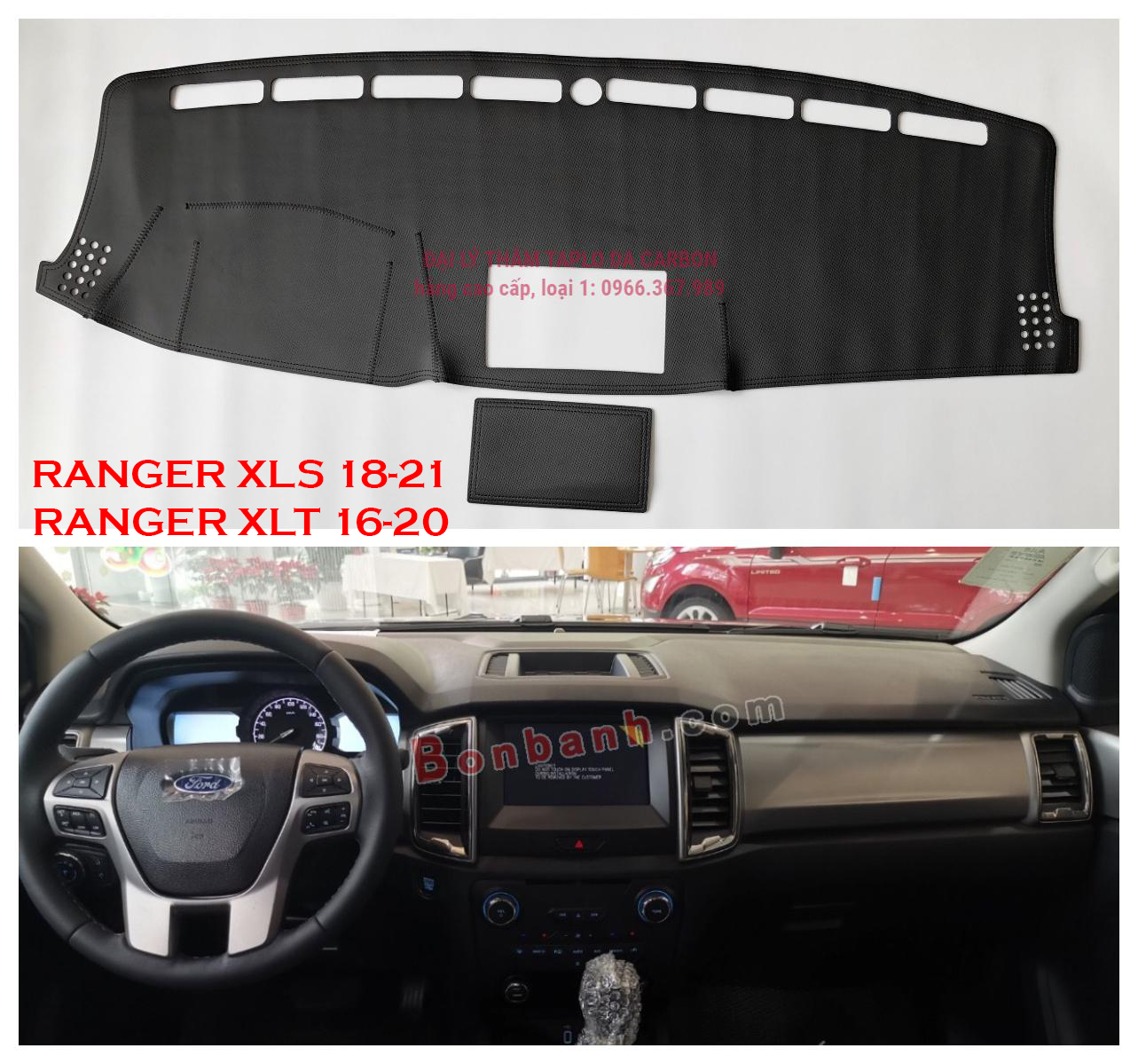 Thảm Taplo Da vân Carbon cao cấp xe FORD RANGER