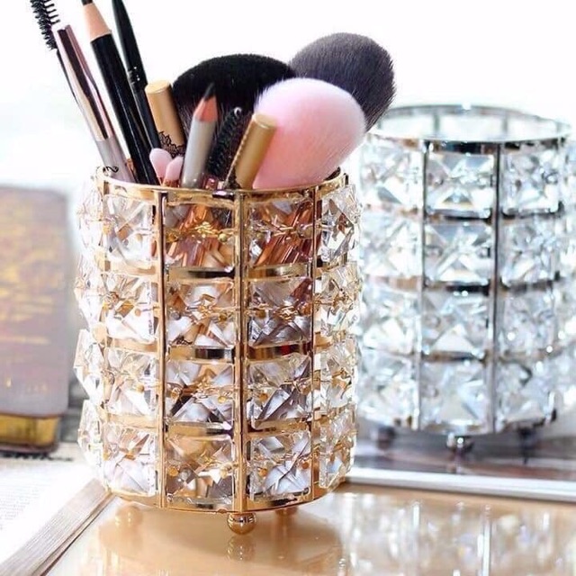 Cốc Lọ đựng cọ trang điểm pha lê lấp lánh