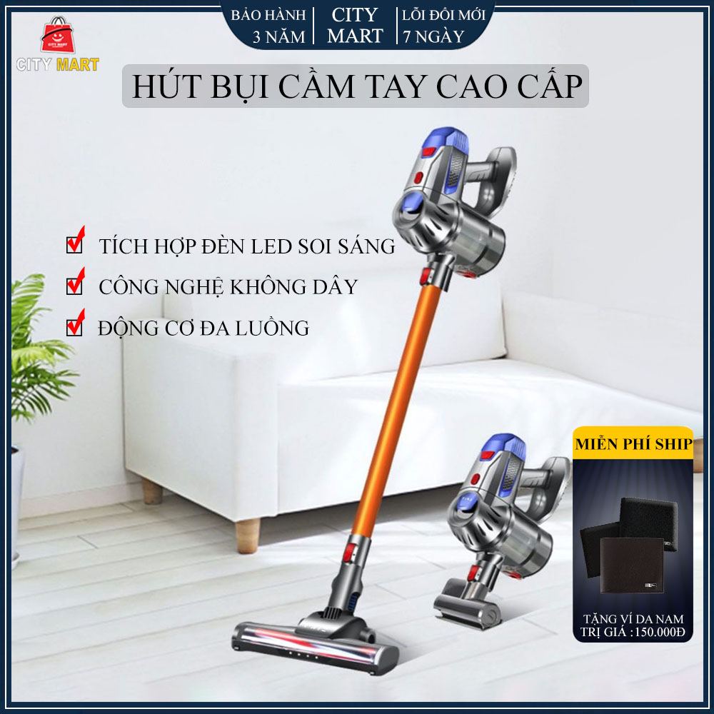 Máy hút bụi cầm tay không dây cao cấp máy hút bụi gia đình giường nệm xe hơi lưc hút siêu mạnh. Bảo hành 2 năm