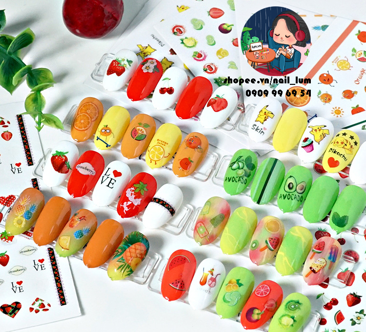 [Video Thực Tế] Nail Sticker - Dán Móng Tay - Bộ Sưu Tập Trái Cây