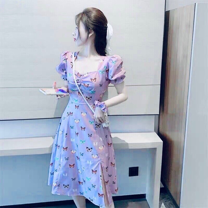 Đầm bươm bướm tay búp xẻ đùi