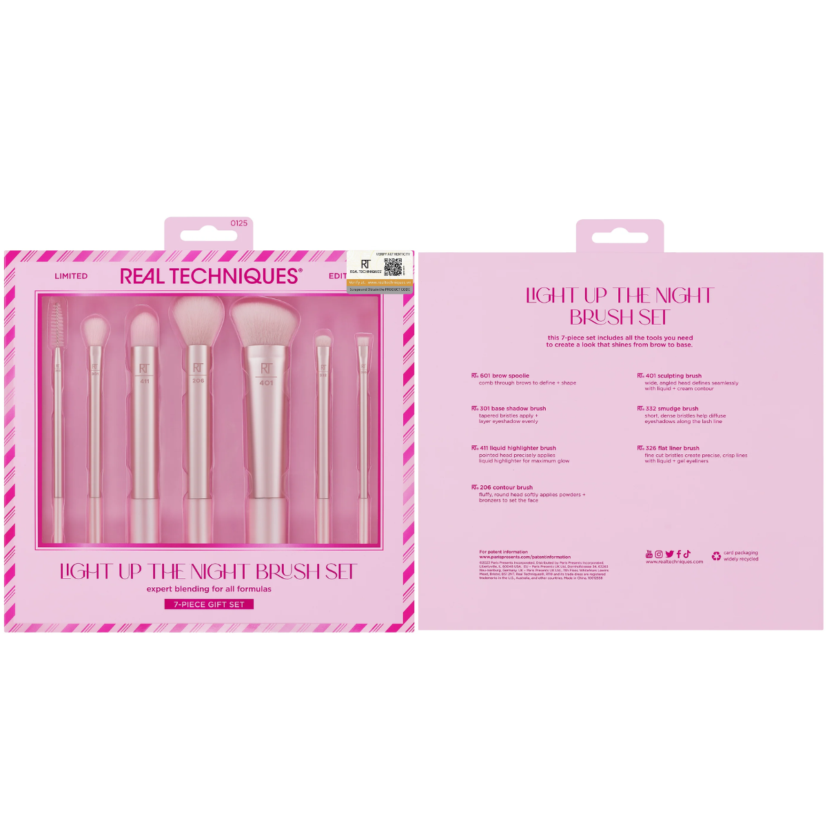 Brush Set of 7 Rt Real Techniques Limited Edition Light up the Night Brush Set