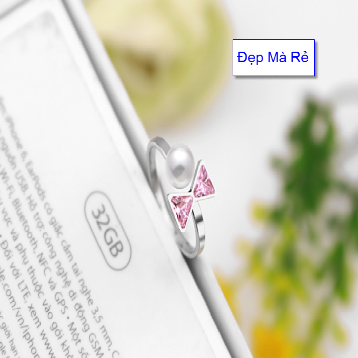 Ring bow applique stone delivery Pearl (self-adjustable big small according to the finger)-commitment 1 Đổi 1 if Hoen, Rust