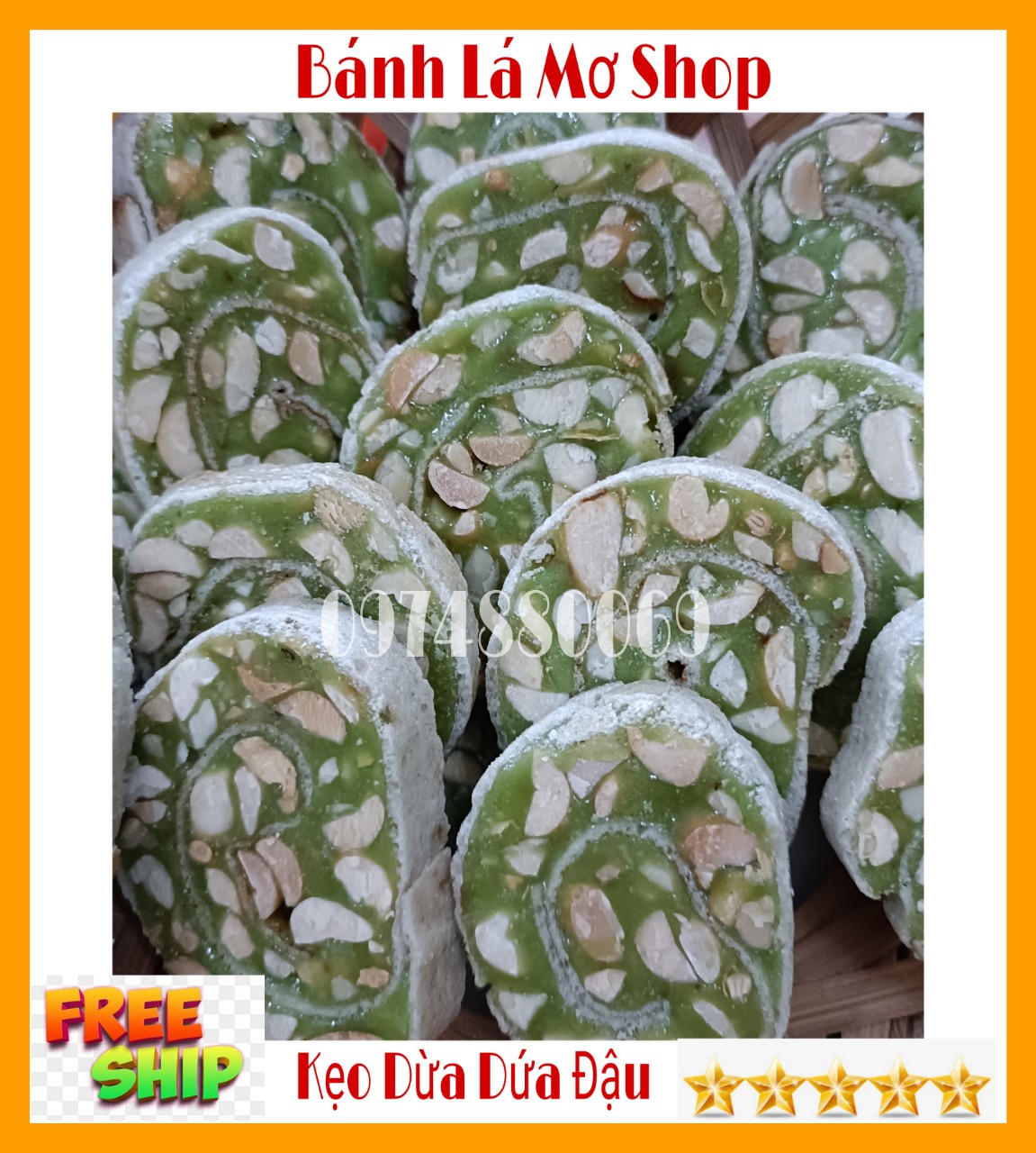 (FREESHIP)1kg Kẹo dừa dứa cuộn đậu phộng Bến Tre