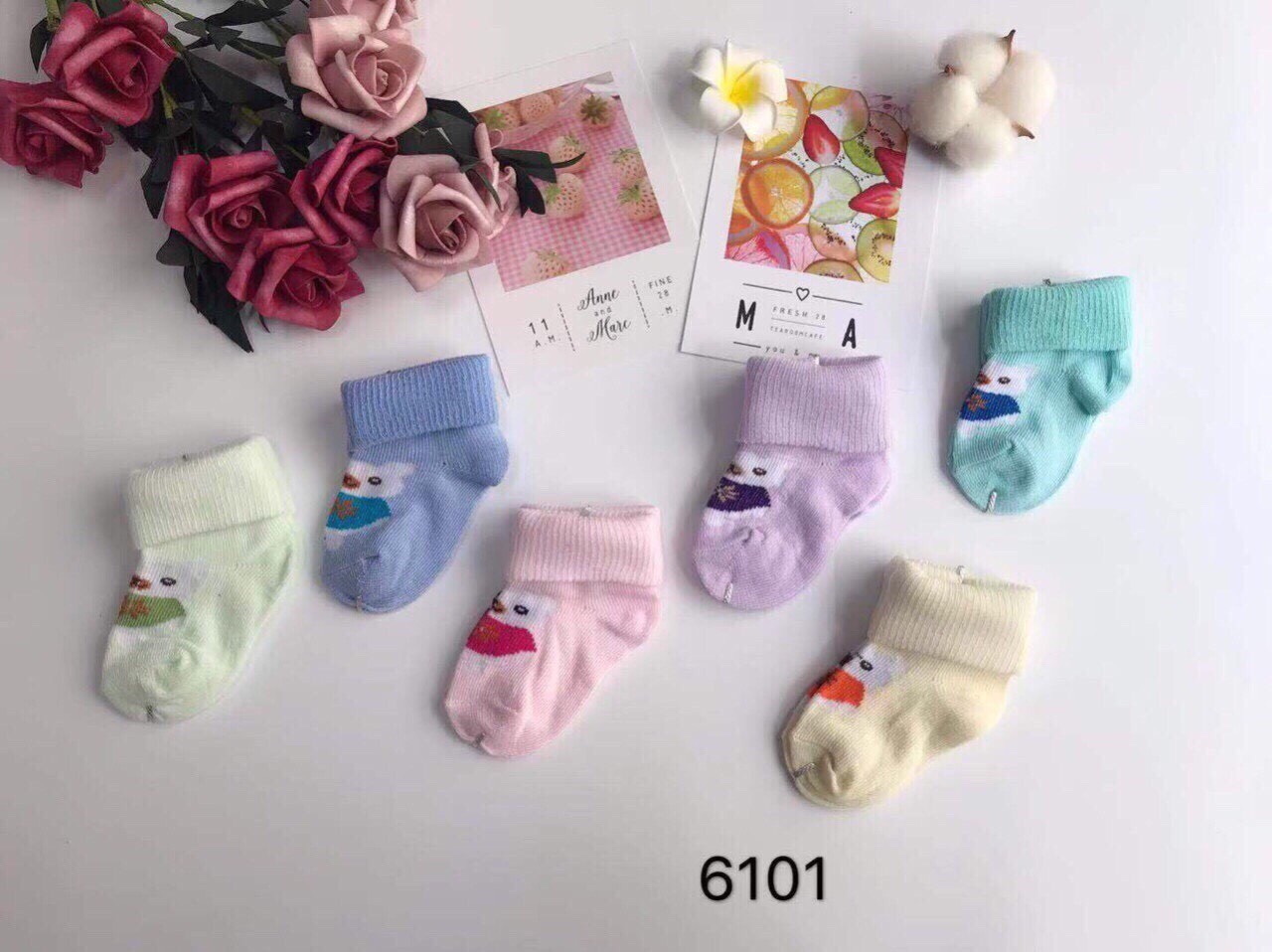 2 đôi tất len sơ sinh cổ cao cho bé 0-4 tháng