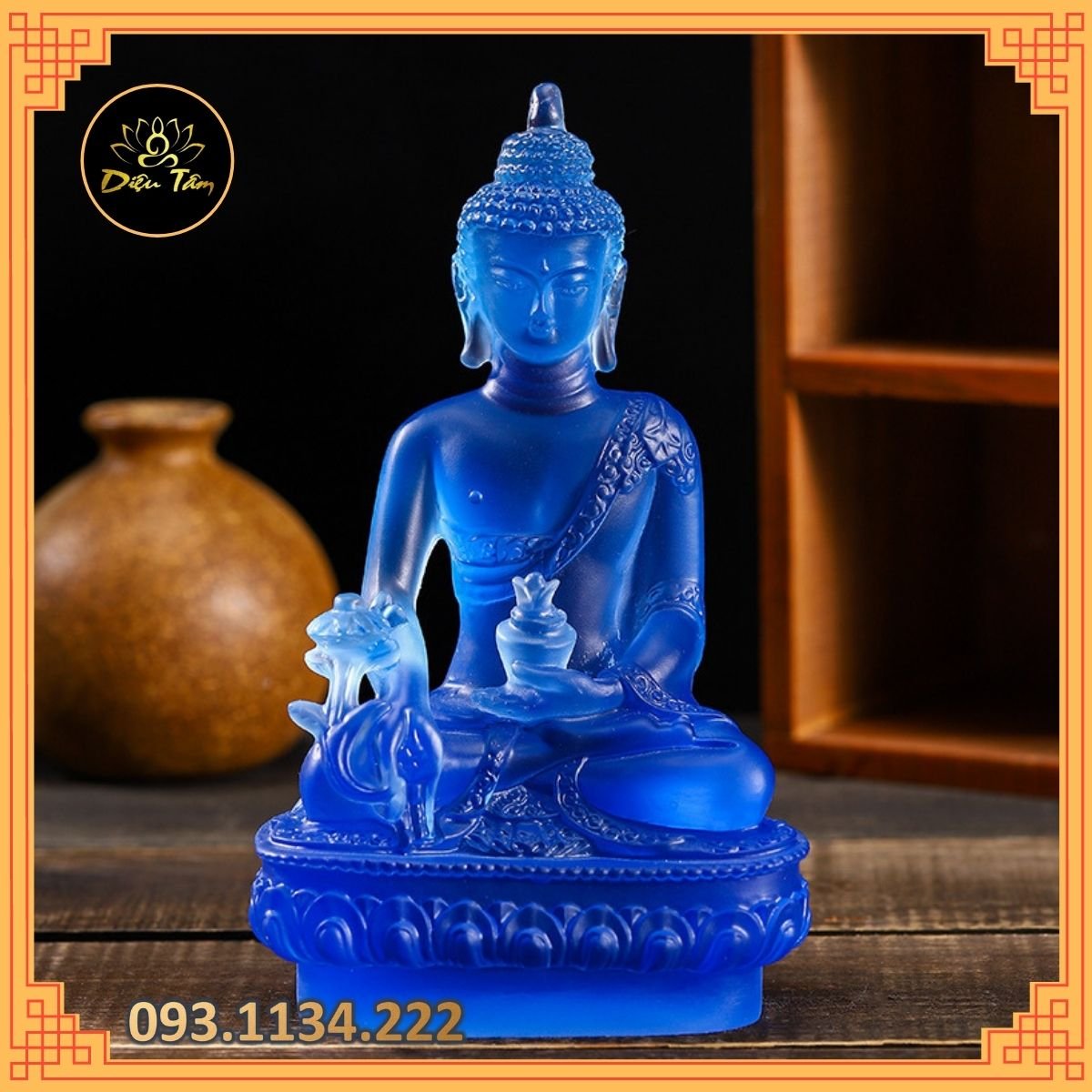 Statue of Medicine Buddha with 7 Colors and 19cm in Height, a Maitreya Maitreya Tantric Feng Shui Worship Item.
