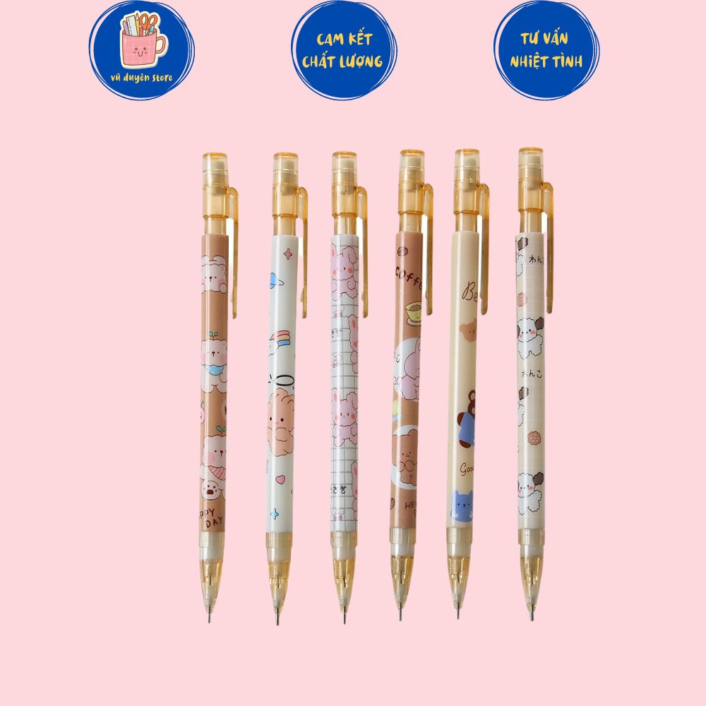 Bút chì kim bấm 0.5mm cute dễ thương loại 2B có kèm đầu gôm