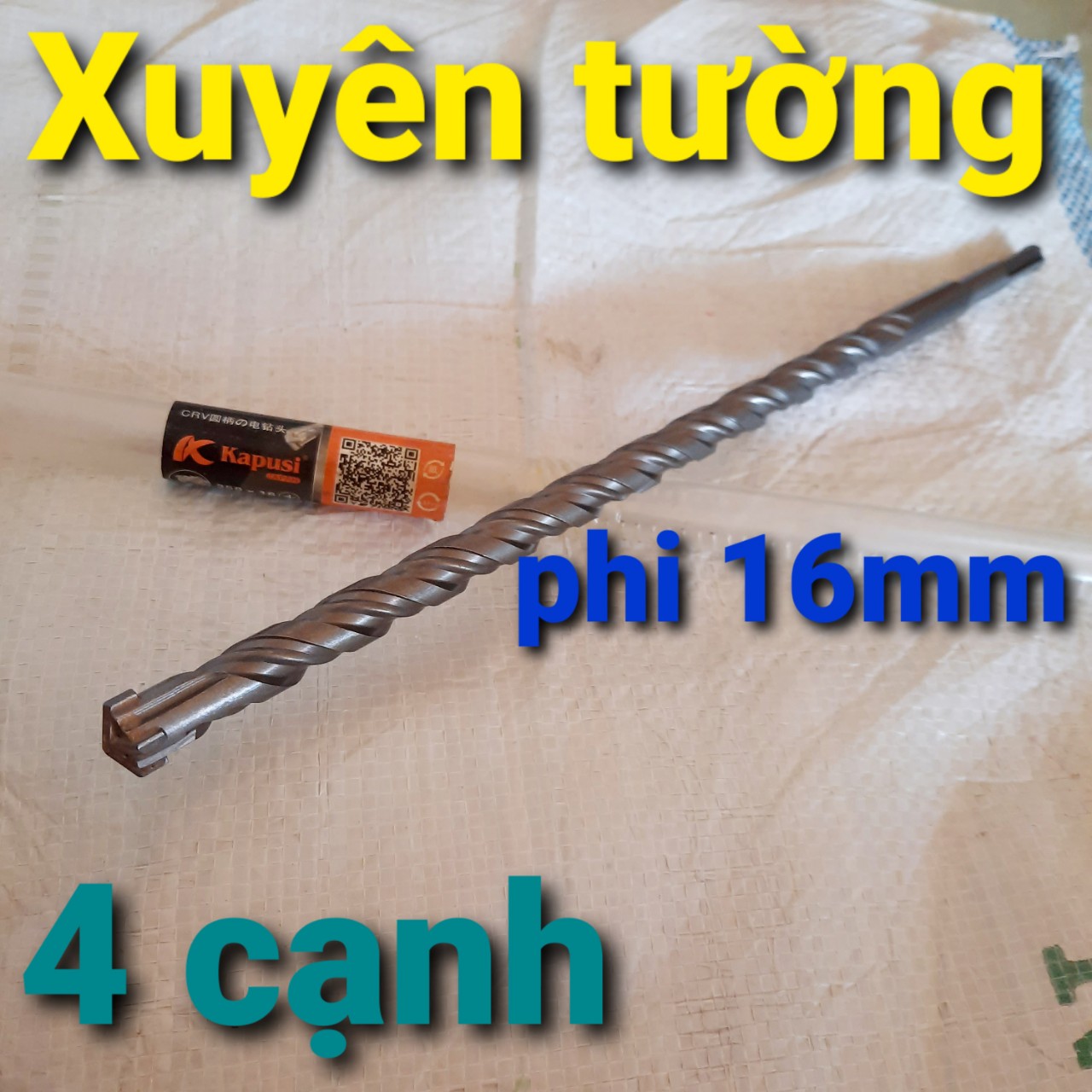 Mũi khoan bê tông xuyên tường chuyên dụng đầu gài SDS phi 16mm dài 350mm- MŨI KHOAN 4 CẠNH CAO CẤP LOẠI 1