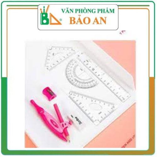 Bộ compa Deli, Hồng/Xanh da trời, gồm 8 dụng cụ/bộ - EG30001 Bộ dụng cụ được thiết kế nhỏ gọn