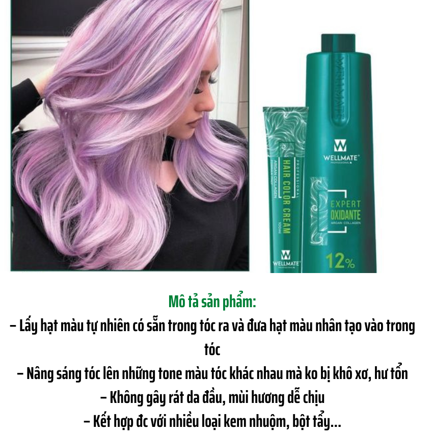 [Freeship] Oxy trợ nhuộm Wellmate 12% - 9% - 6% - 3% giúp lên màu nhuộm chuẩn bền màu, không rát da đầu 1000ml
