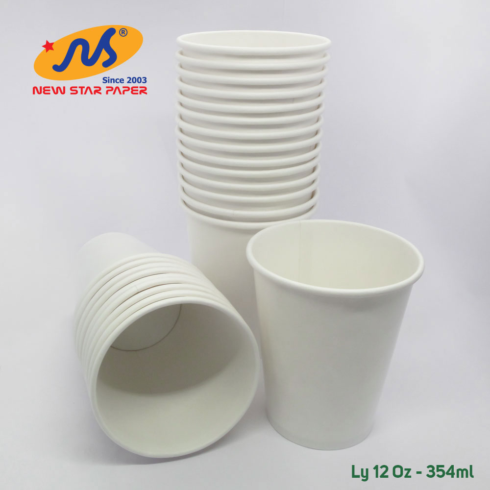 Ly giấy 12oz~354ml - Lốc 50 ly giấy trơn