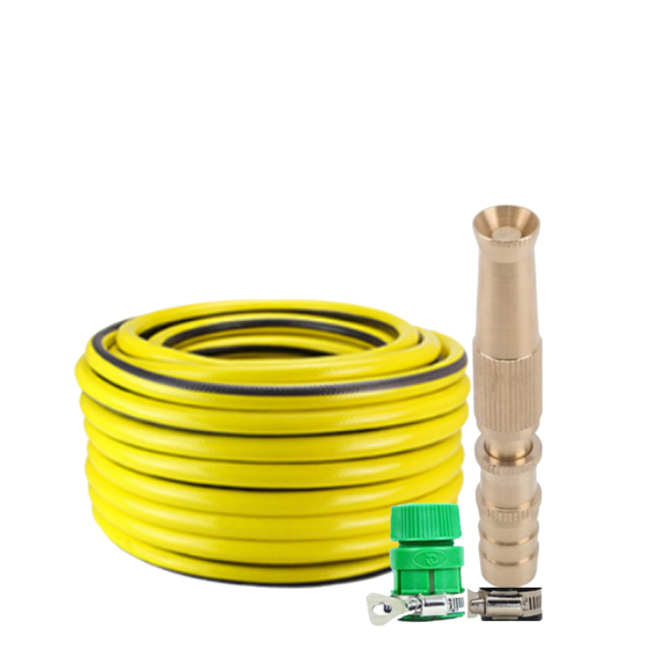 Vòi nước vòi phun nước rửa xe tưới cây tăng áp thông minh + bộ dây bơm nước 5m cao cấp TLG 587498 đai, nối PE(vàng)