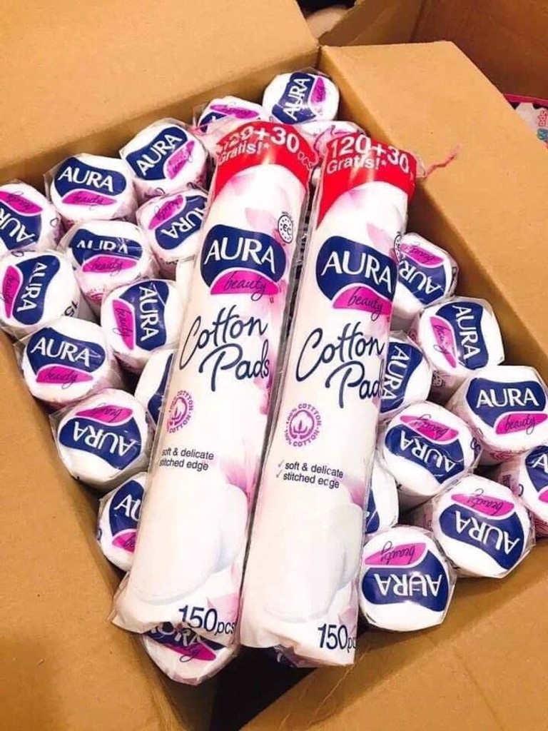 Combo 5 bông tẩy trang Aura Beauty 150 miếng (5x150 miếng)