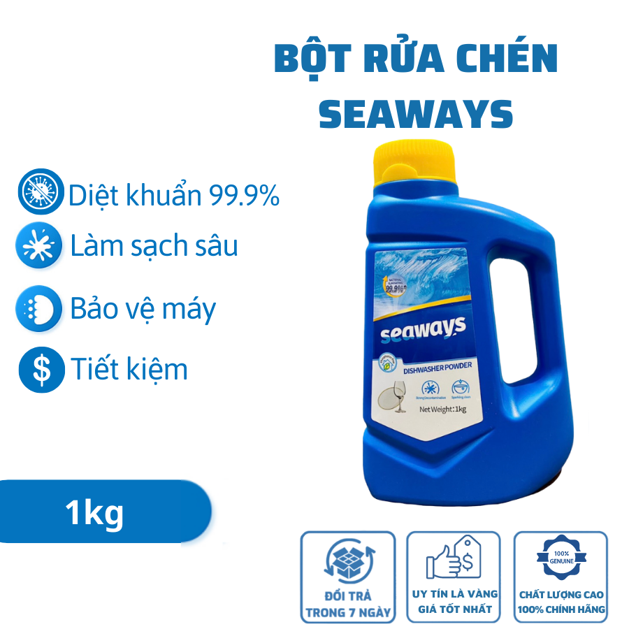 Bột Rửa Chén Bát Seaways 1kg - Dành Cho Máy Rửa Chén Bát/ Dùng cho mọi máy rửa chén
