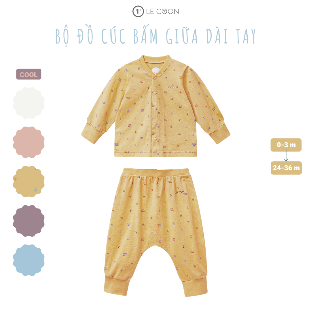 LE COON | Bộ Đồ Cúc Bấm Giữa Dài Tay | COOL