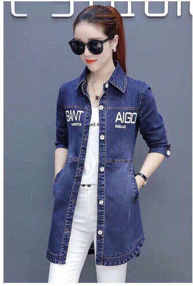 Áo khoát jean from dài