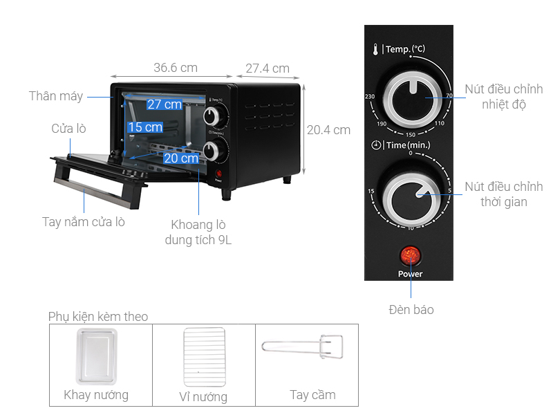 Lò nướng Panasonic NT-H900KRA 9 lít