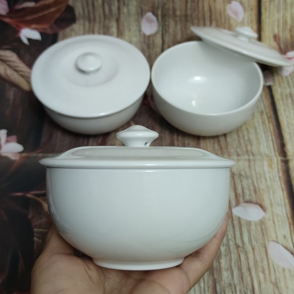 Thố súp, thố chưng yến sứ trắng Minh Long - thố súp, thố chưng yến sứ trắng