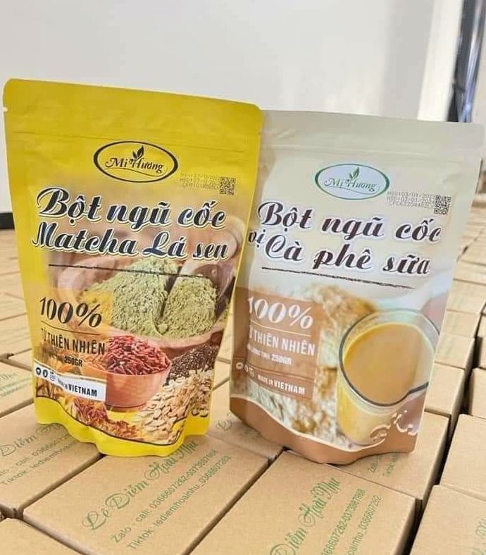 Combo Bột Ngũ Cốc Matcha Lá Sen + Cà phê sữa Mị Hương giảm cân giảm mỡ bụng Mị Hương mẫu mới nhất