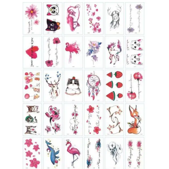 Combo 30 Táº¥m Hinh XÄƒm NÆ°á»›c Hinh XÄƒm Dan Stickers Mini Ä'áº¹p Phong Cach Han Quá»'c Dá»… ThÆ°Æ¡ng Sieu Cute Lazada Vn