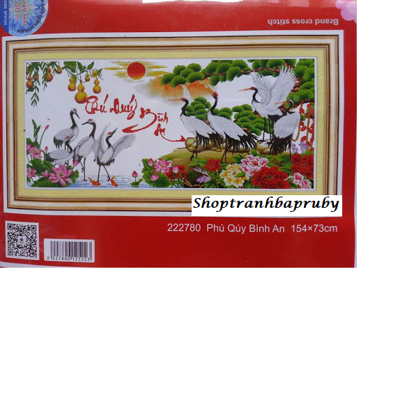 Tranh thêu Phú Quý Bình An 222780 kích thước 154 x 73 cm