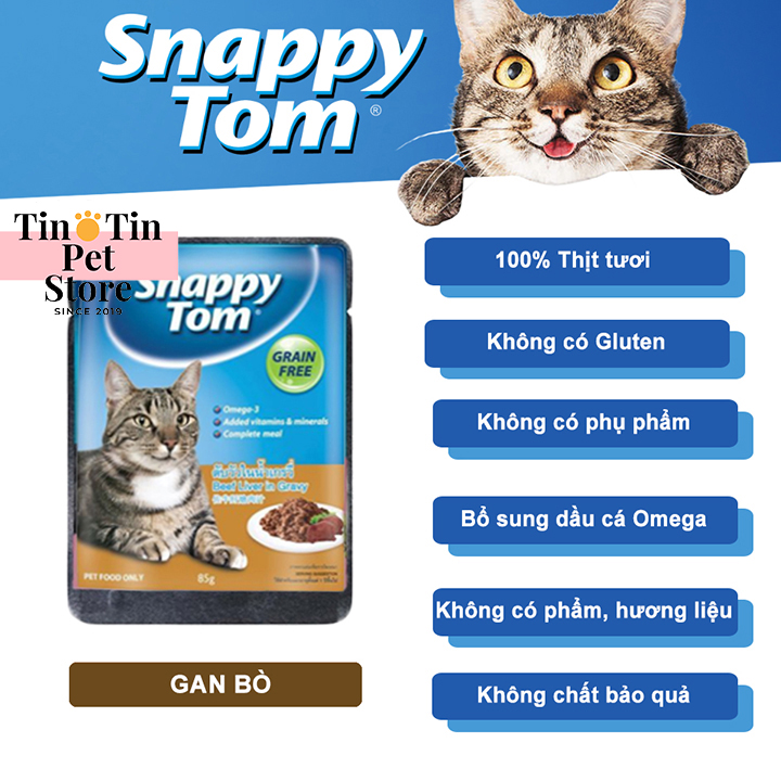 Combo 12 Gói Pate Snappy Tom Cho Mèo Gói 85 Gram
