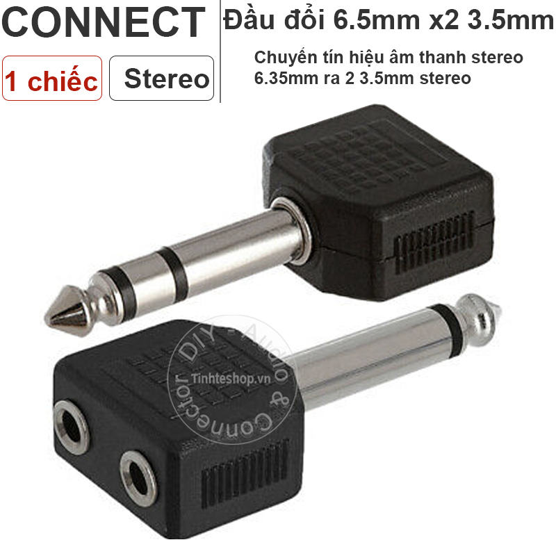 Audio 6.35mm stereo male to 2x3.5mm stereo female (1PCS)