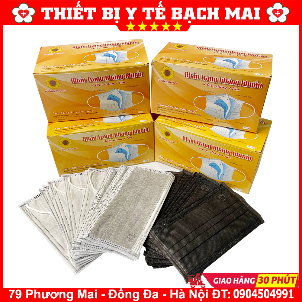 Khẩu Trang Hướng Dương Y Tế 3 Lớp, 4 Lớp Các Màu