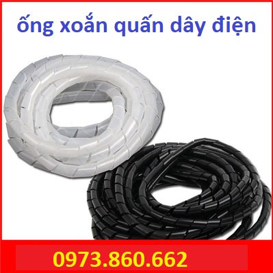 Combo 5 cuộn Ống xoắn quấn dây điện phi 8mm, 10mm, 12mm