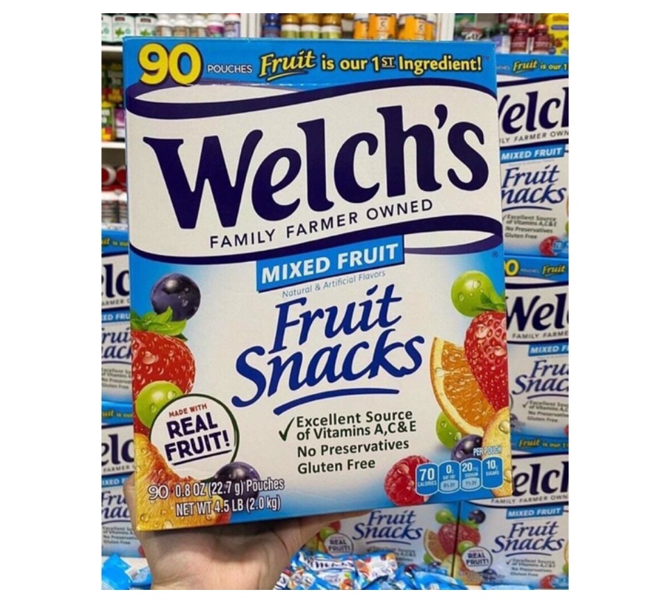 Thùng 2KG - 90 bịch kẹo dẻo trái cây Welch’s Mixed Fruit