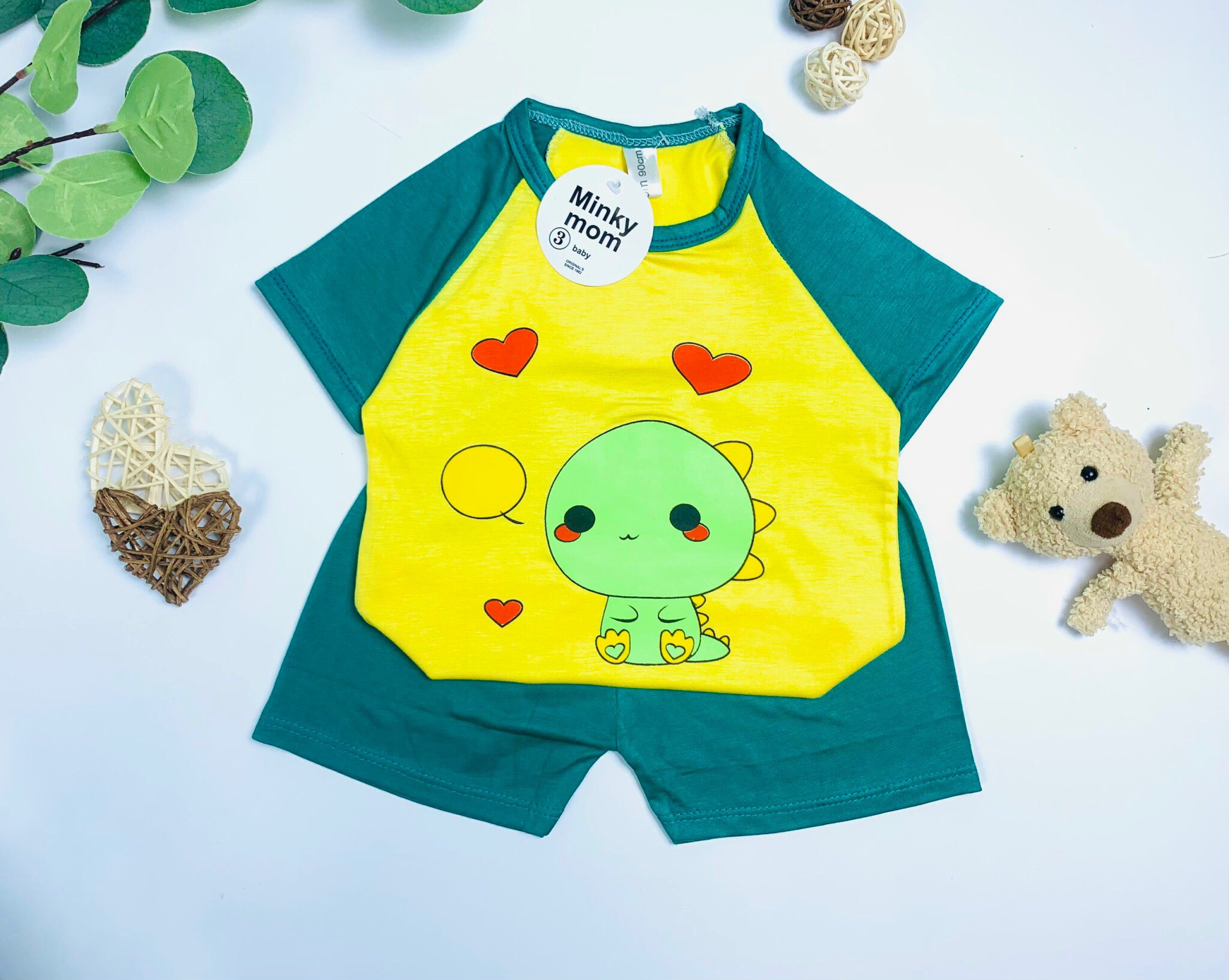 Bộ cộc thun lạnh minkymom hình thú cho bé trai & bé gái từ 5-15kg