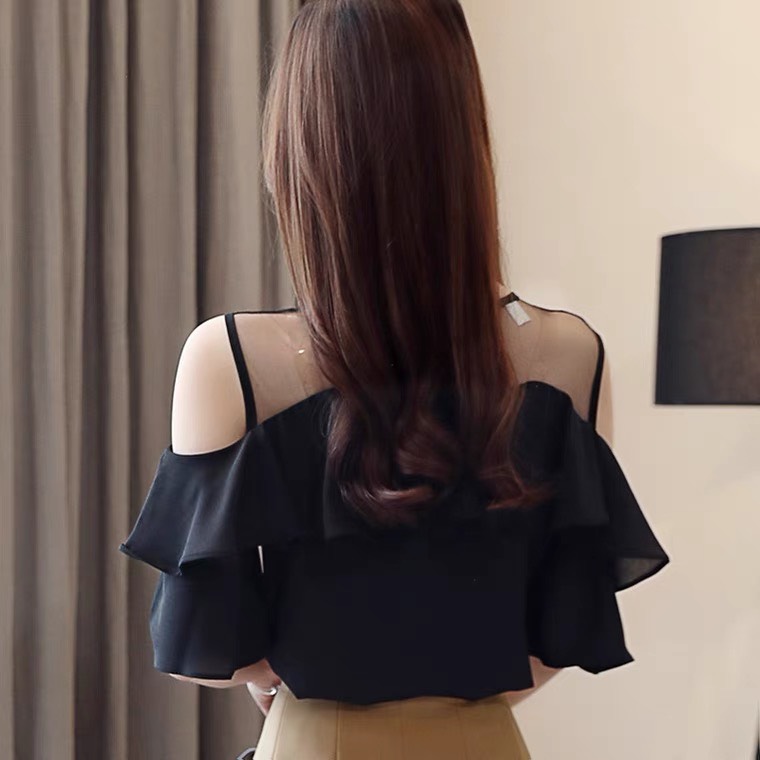 Áo lưới vai bèo hở vai