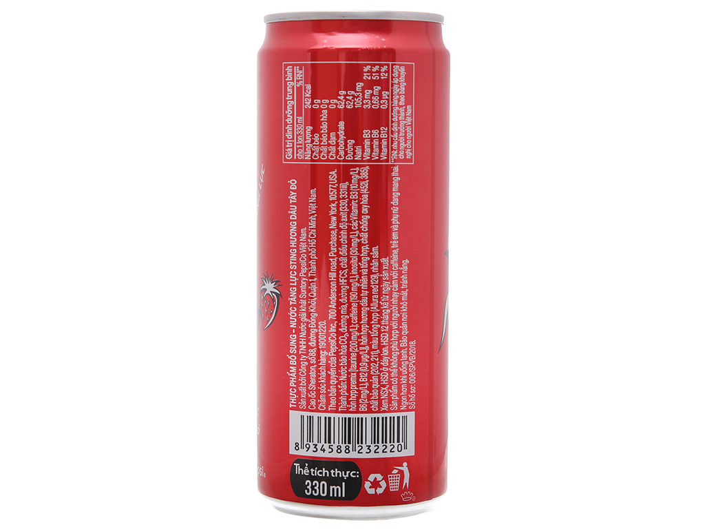 [HCM]Thùng 24 Lon Nước Tăng Lực Sting Dâu 330ml