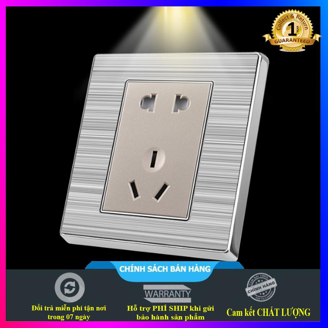 Combo 05 Ổ cắm điện phẳng âm tường 2 chấu dành cho biệt thự, chung cư (màu Bạc kết hợp vàng)