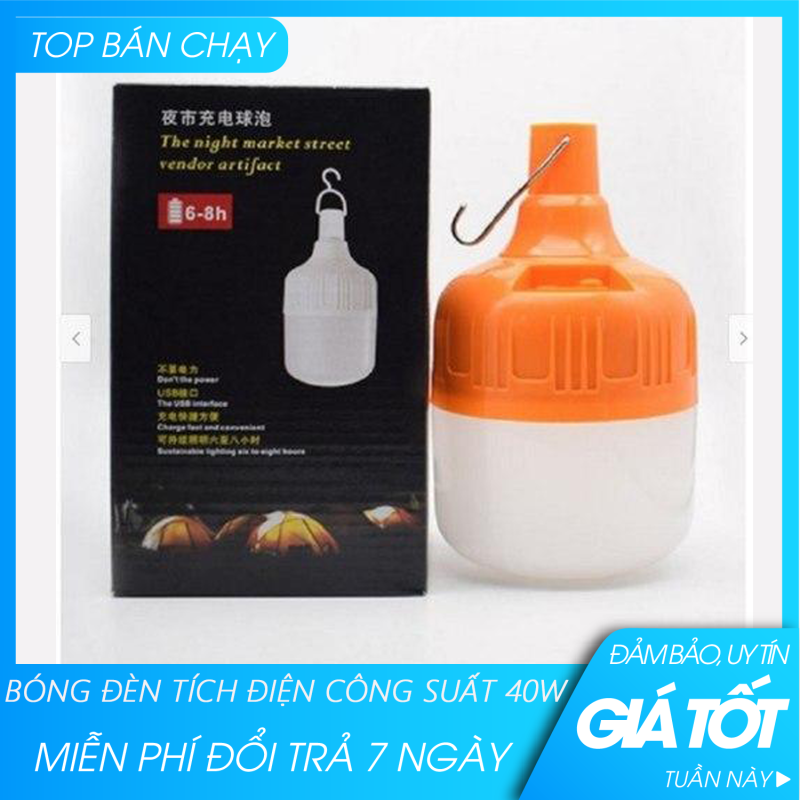 Bóng đèn tích điện - Bóng đèn tích điện công suất 40W, tích điện 4-6H, phù hợp cho hàng quán, dã ngoại, picnic- Bóng đèn LED - Đèn LED tích điện - Hỗ trợ đổi trả 7 ngày