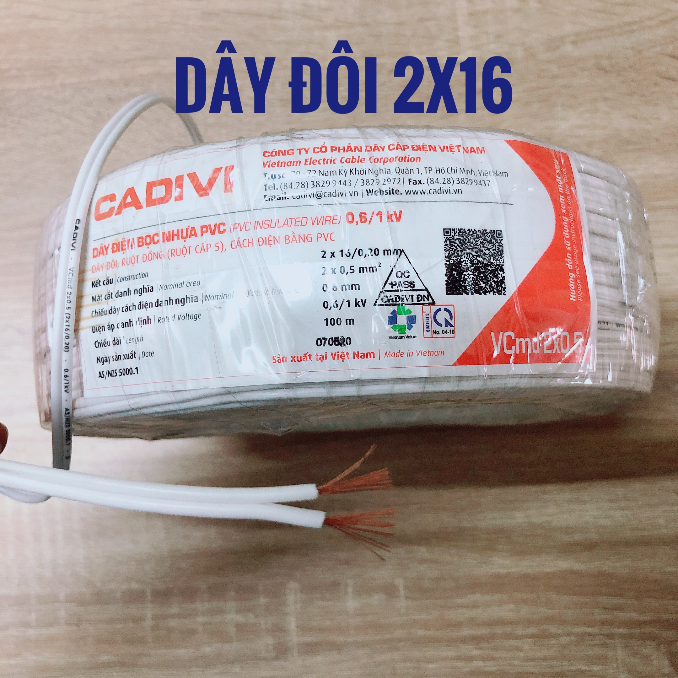 [HCM]50m dây điện đôi 2x16 cadivi