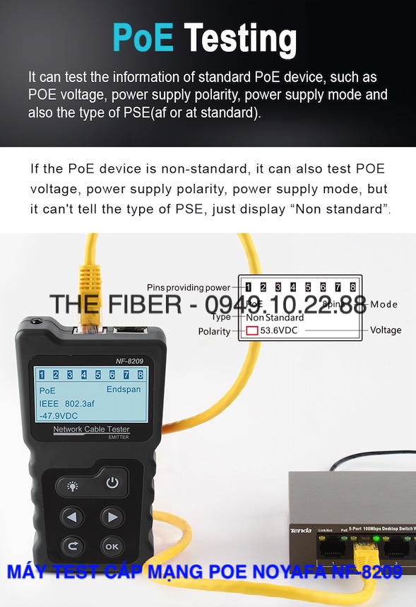 Máy test và dò cáp mạng POE NOYAFA NF-8209