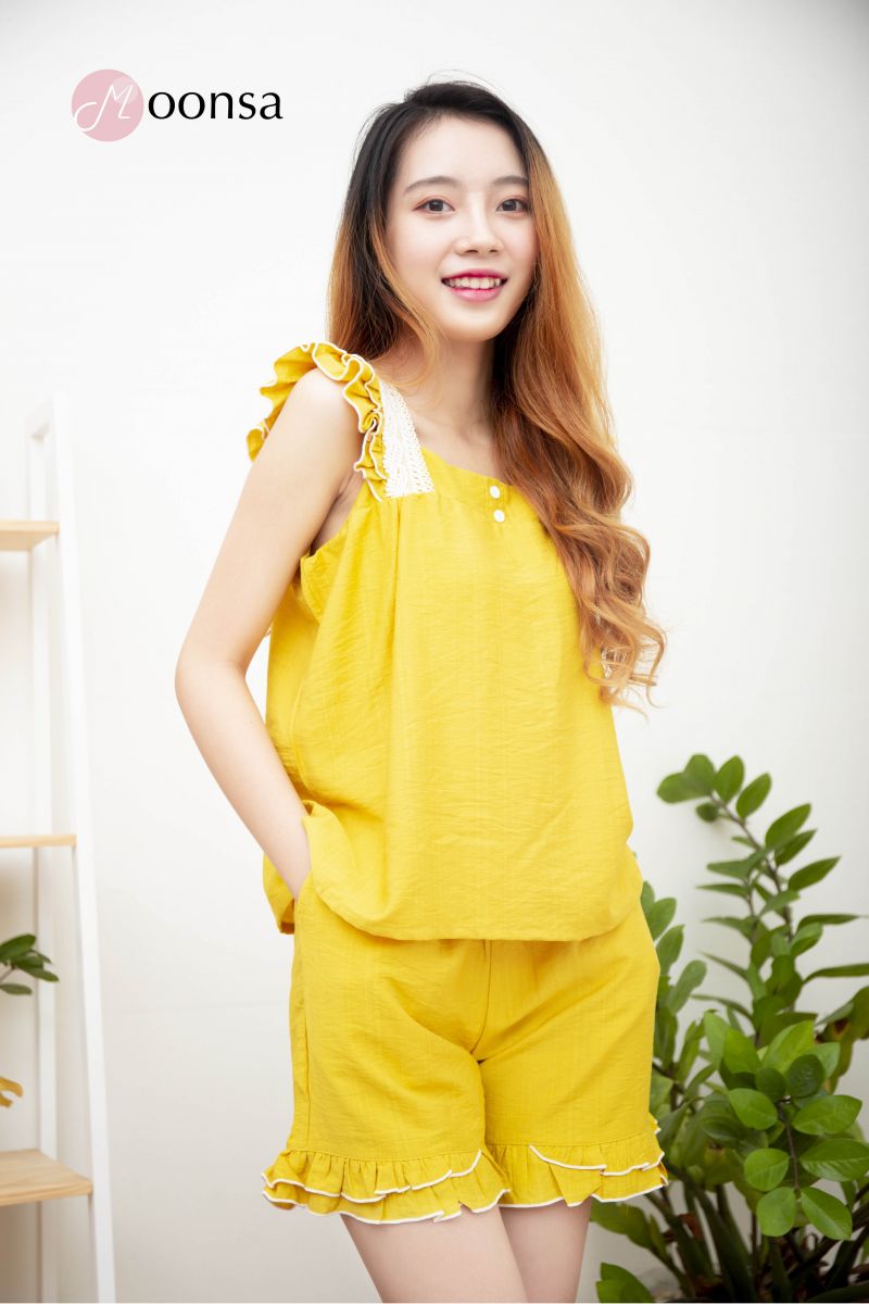 Bộ đồ ngủ tơ nilen Bèo Cánh Vàng [Moonsa]