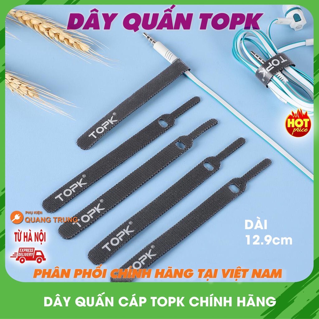 Dây quấn cáp TOPK chính hãng, quấn dây điện, quấn cáp điện thoại, dài 12,9cm