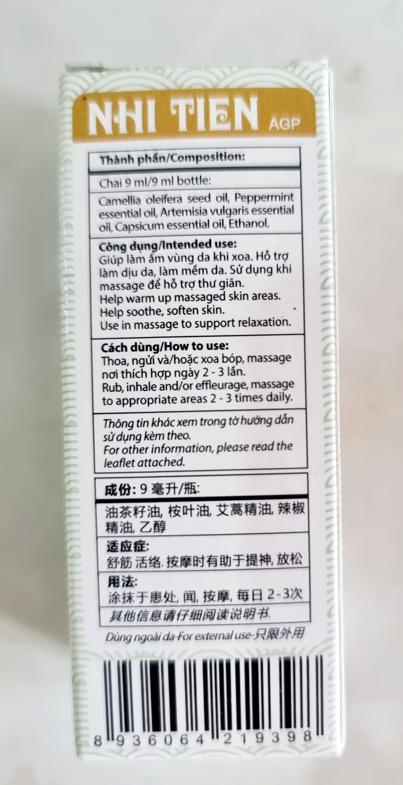 DẦU GIÓ NHỊ TIÊN (DẦU HOA TRÀ + TINH DẦU BẠC HÀ + TINH DẦU NGẢI CỨU)